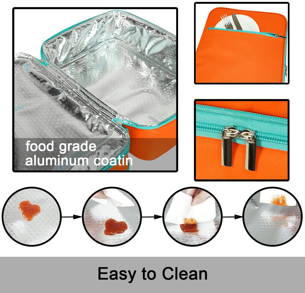 Bolsa de Transporte expandible para Cacerola, Bolsa de Alimentos de Dos Pisos, Portador Aislado para Alimentos fríos o Calientes, Bolsa para lasaña para picnics, Playas, Viajes o Regalos