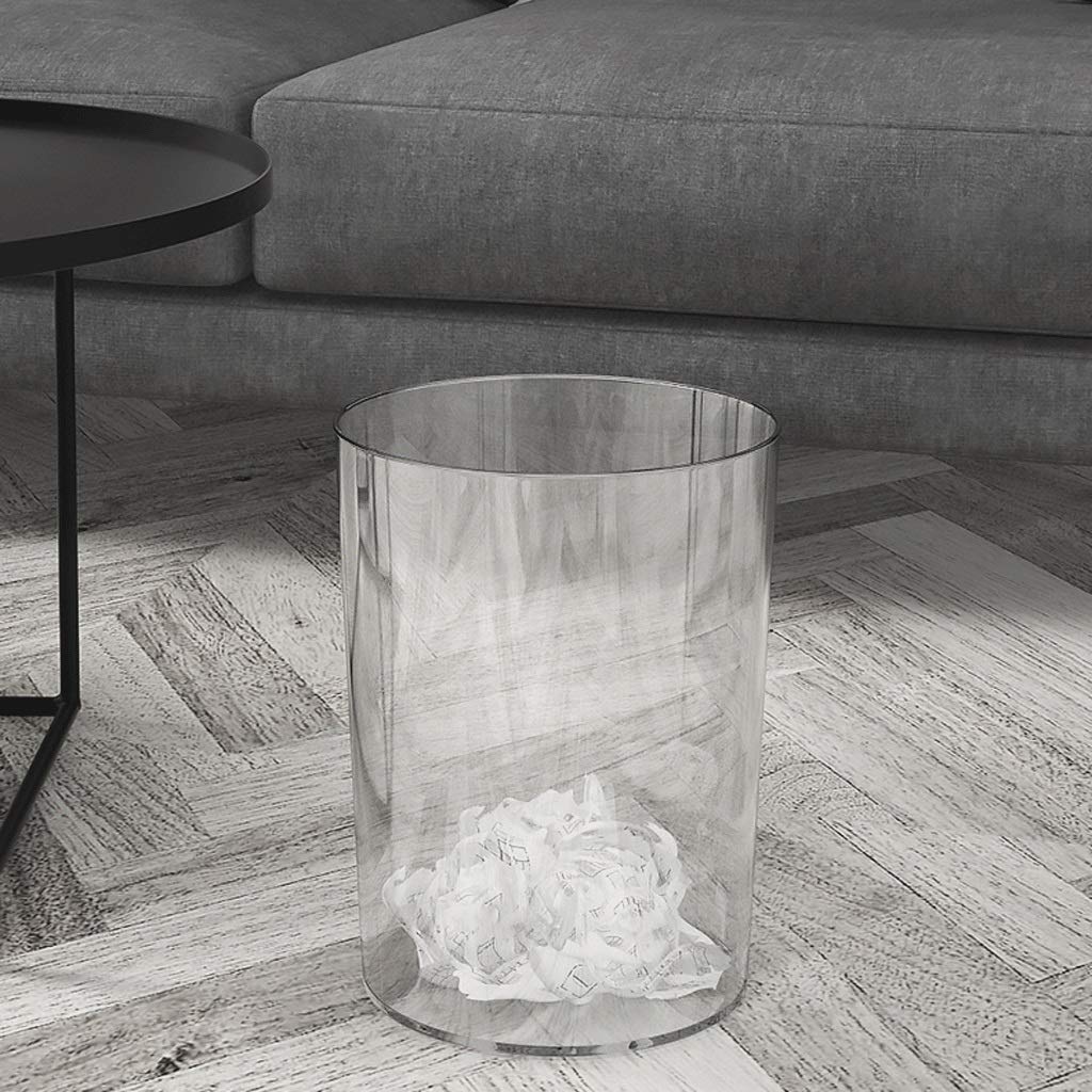 Trash Can 12L/3.1Gal Transparent Plastic Trash Can Thickened Fall Resistant Without Lid Rubbish Bin for Indoor Recycling Waste Basket