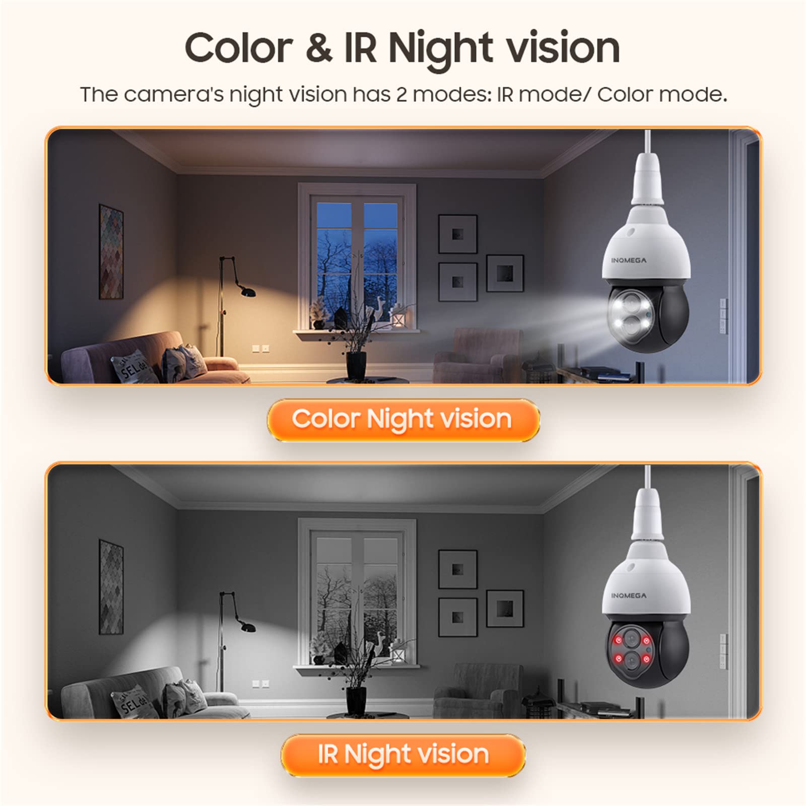 Caméra Ampoule 4MP, Caméra ZOOM 10X Surveillance Vidéo Enregistreur De Protection Externe PTZ Double Objectif 4Mm-12Mm Couleur Nuit,4m