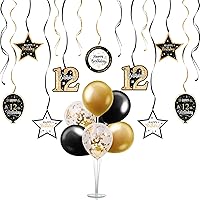 Vista 55 de Juego de decoraciones para fiesta de cumpleaños número 16, serpentinas moradas con soporte de globo de mesa morado, decoraciones de fiesta