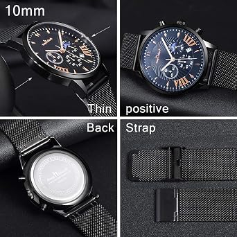 Mode Herren Uhren Geschäft Wasserdicht Analog Quarz Uhr Edelstahl Mesh-Gürtel Armbanduhren