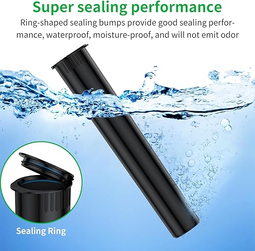 Miniatura 3 de Urekt Paquete de 100 tubos de 4.567 in, color negro, de plástico, tamaño King, para almacenamiento, resistente a los niños, impermeable, sin BPA