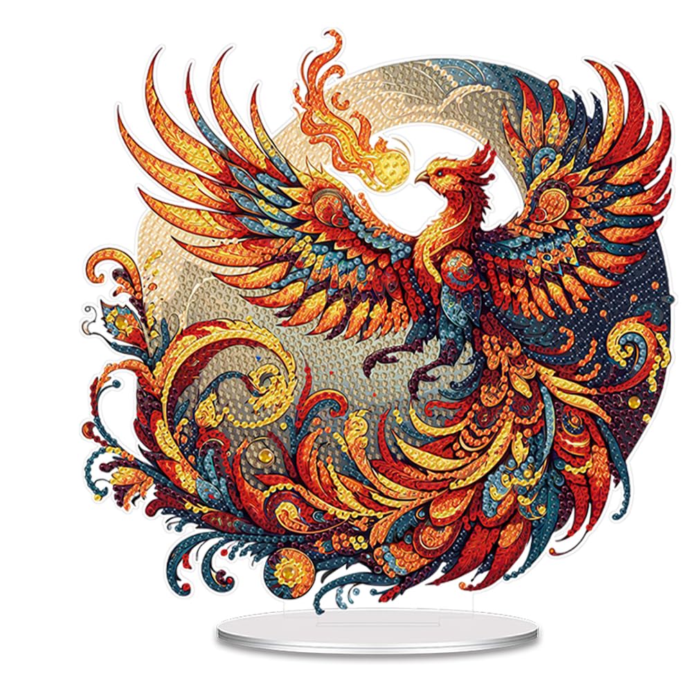 SPEPROECO DIY 5D Diamond Painting Desktop Ornament Kits for Adults Kids - Phoenix Art Table Decor, Rhinestone Mosaic Crafts Gifts for Christmas, Home, Office