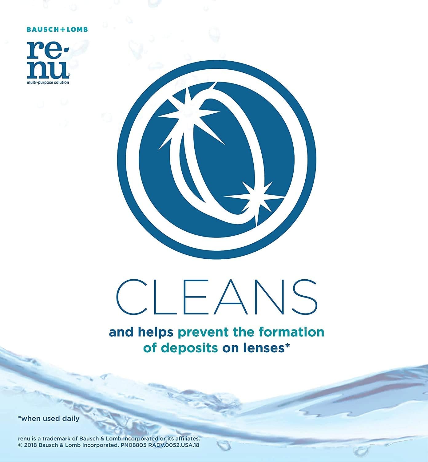 Contact Lens Solution by Renu, Multi-Purpose Disinfectant, Advanced Formula Kills 99.9% of Germs, 16 Fl Oz (Pack of 2), Includes 2 Fl Oz Travel Size : Health & Household