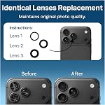 MMOBIEL Back Rear Camera Glass Lens Replacement Compatible with iPhone 17 Pro/17 Pro Max - Rear Camera Glass - Double Sided Adhesive, Tweezer and Cloth
