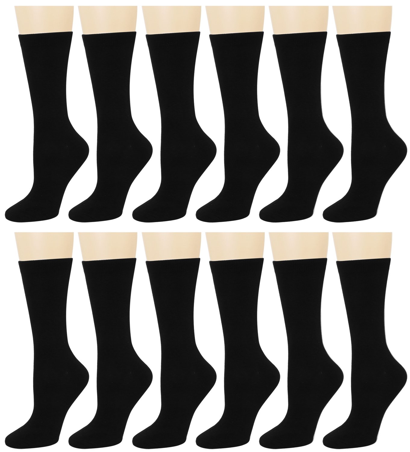 Falari 12 Pairs Women's Cotton Crew Socks Assorted Colors