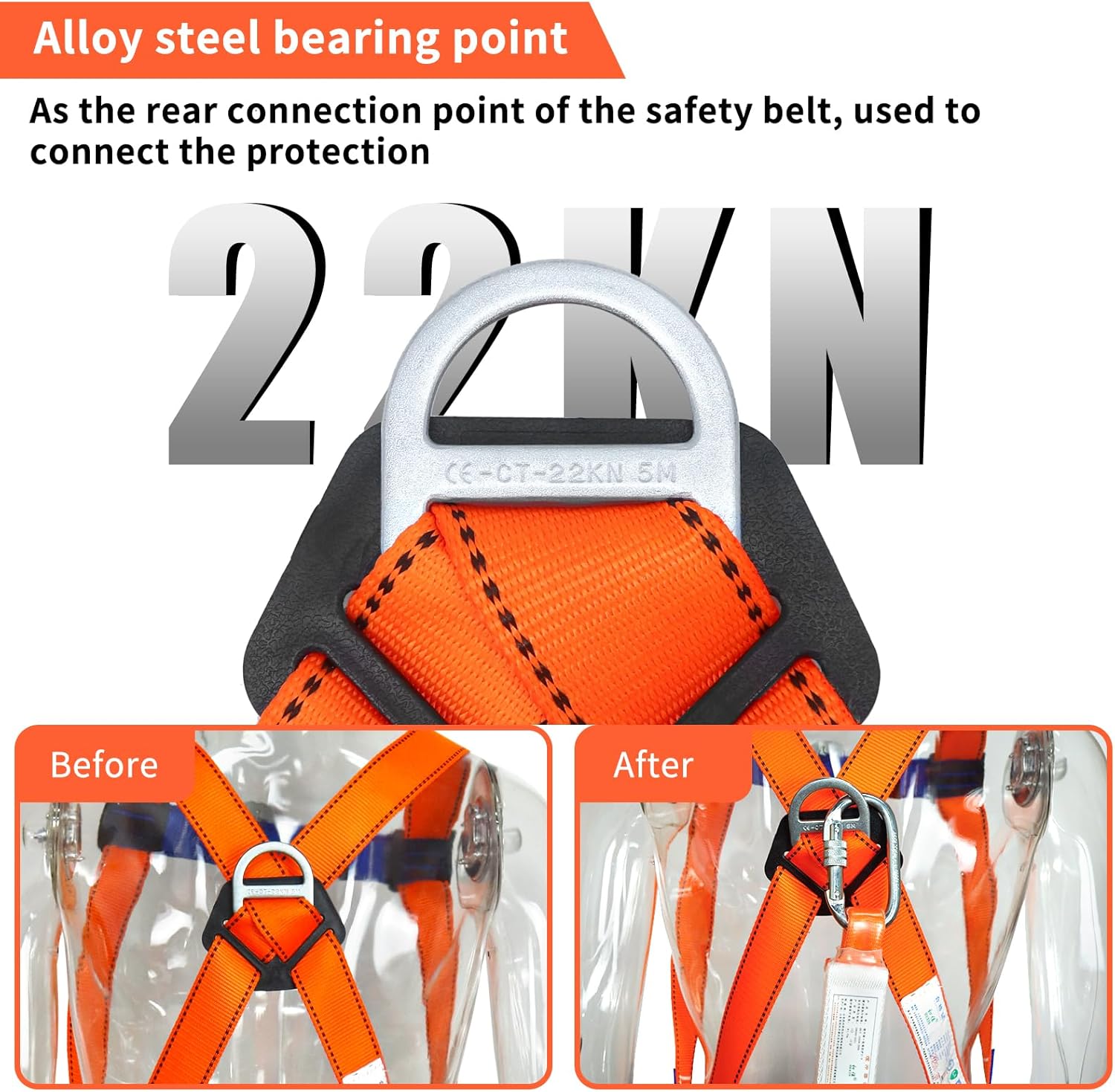 NewDoar Fall Protection Harness with Lanyard Kit, Full Body Safety Harnesses for Roofing Construction Work, Hunting Arborist Tree Climbing, Comfortable Padded Adjustable Safety Equipment