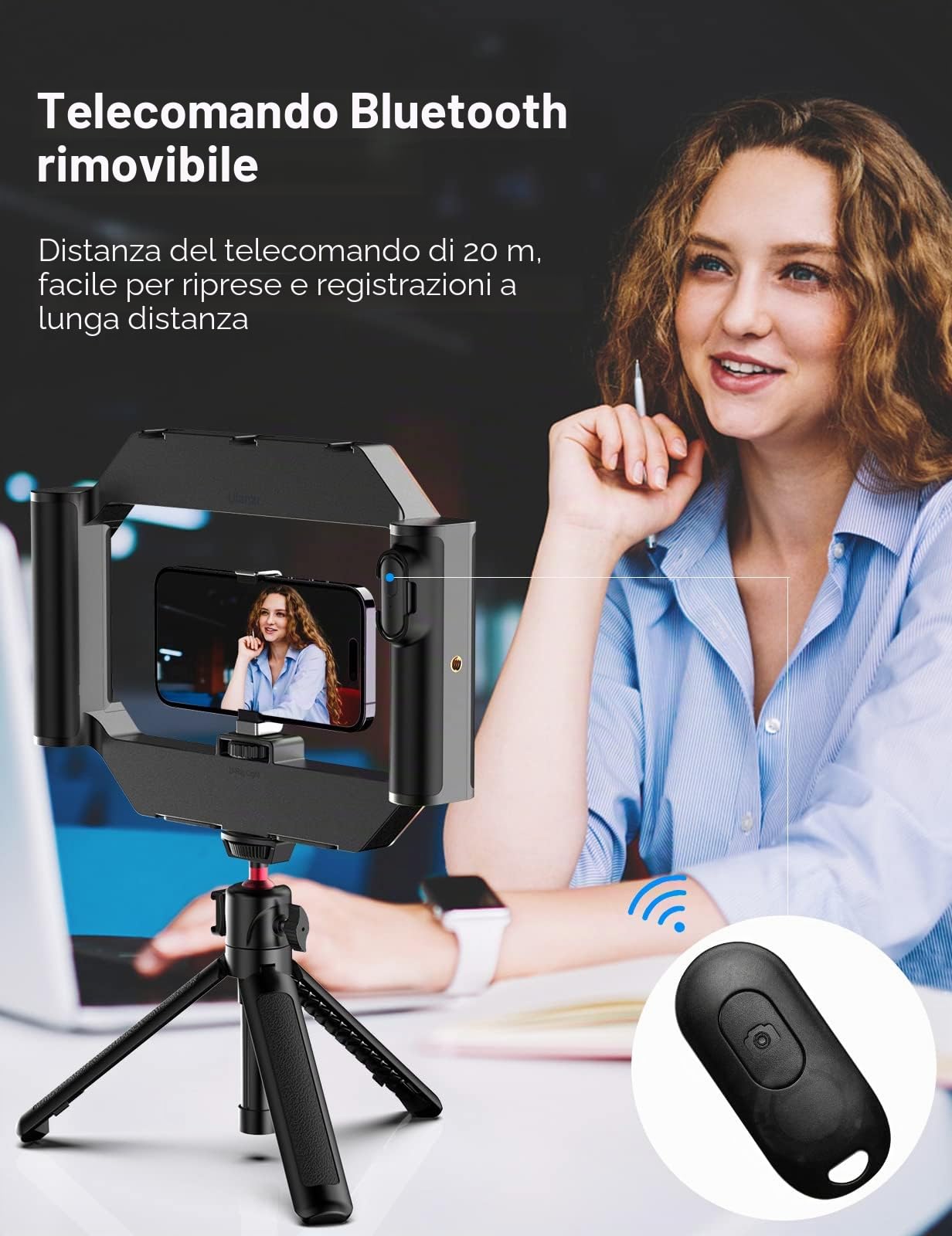 ULANZI U-Rig Smartphone Video Rig con Luce, 2500K-9000K, Stabilizzatore per Telefoni Cellulari, Compatibile con iPhone Galaxy Huawei, Smartphone da 4-7 Pollici e Fotocamere SLR