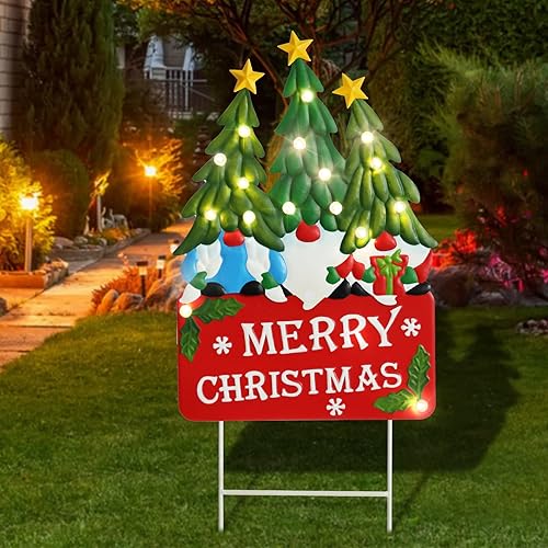 Miniatura 6 de Wonder Solar Letreros de Navidad para patio, decoración al aire libre, gnomos con luces LED, decoración de jardín al aire libre, gnomos para jardín,