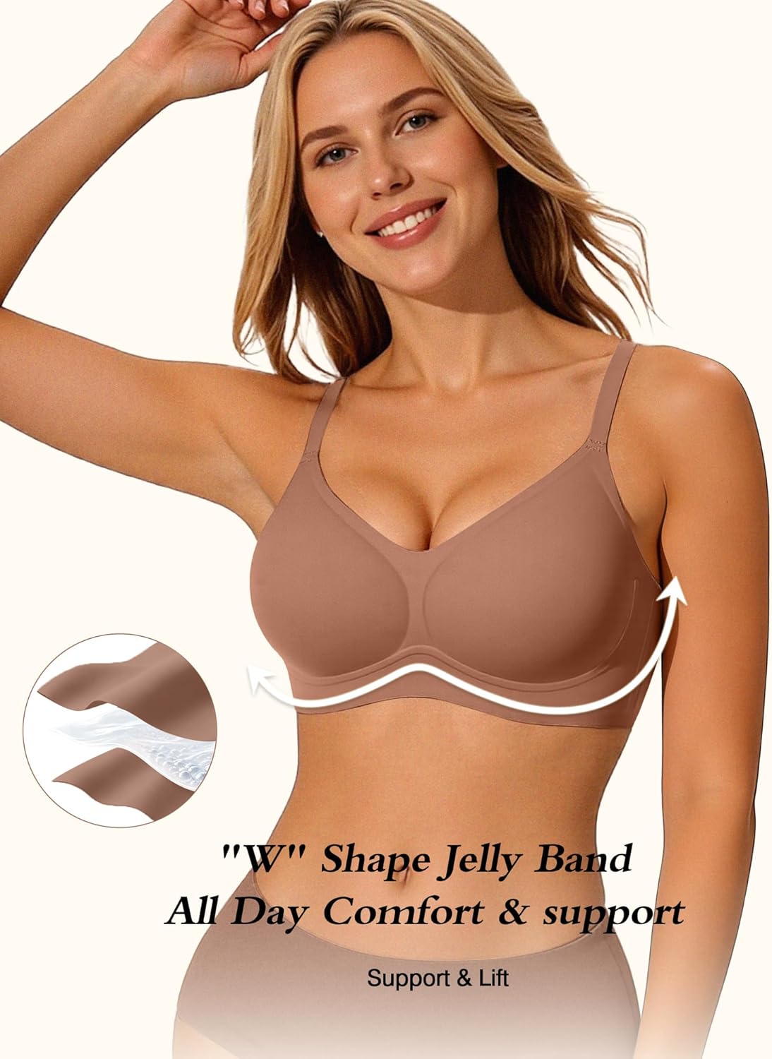 Women Wireless Jelly Bras Seamless Comfort Push Up No Underwire Support Bralette Full Coverage Everyday Bra - Image 3