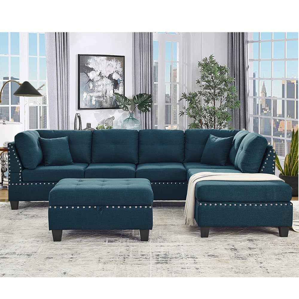 Evedy Large Sectional Living Room Furniture Sets,109" L-Shaped Couch w ...
