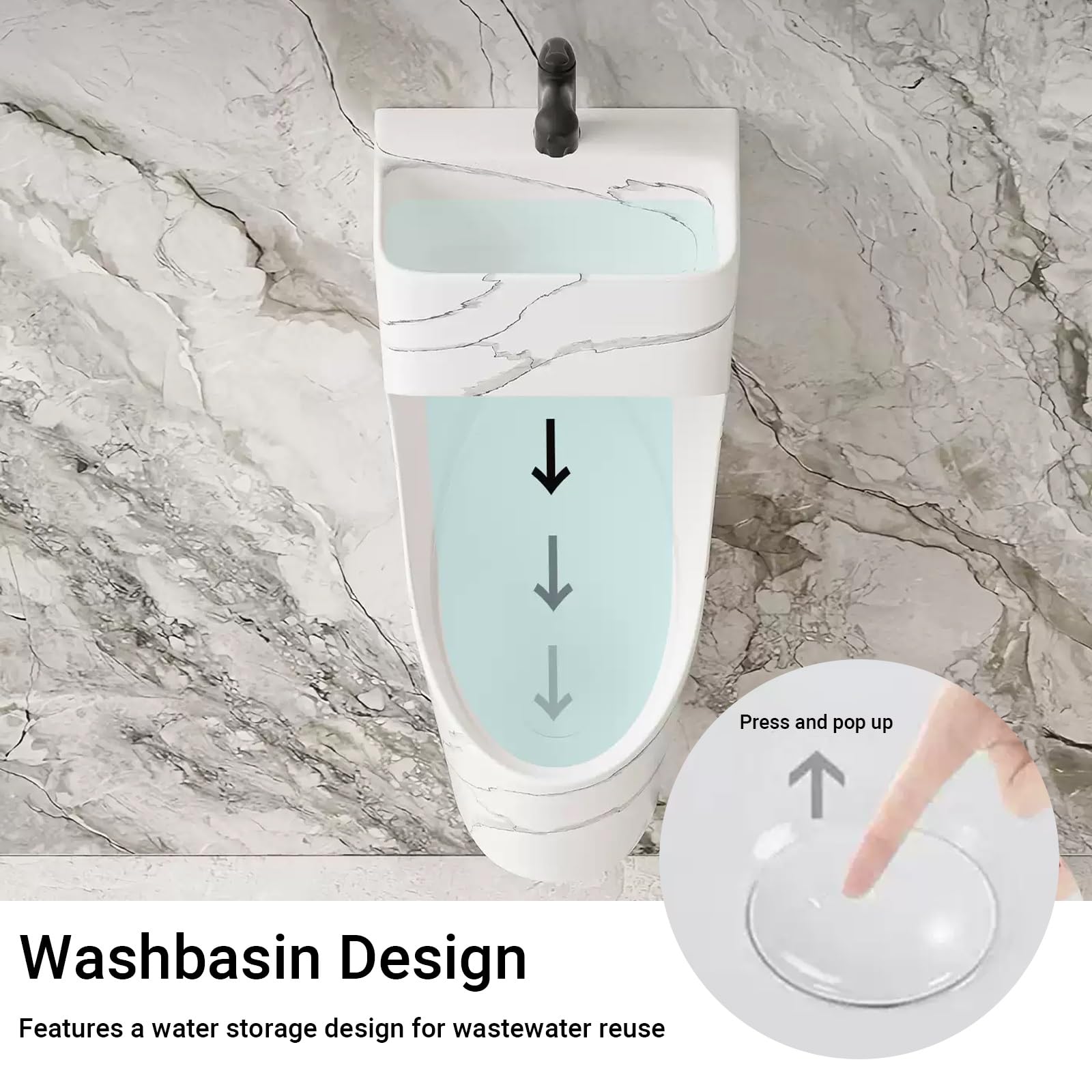 Naścienne ceramiczne pisuary z umywalką ręczną, odporne na zalanie i bezzapachowe, do użytku domowego i komercyjnego w łazience