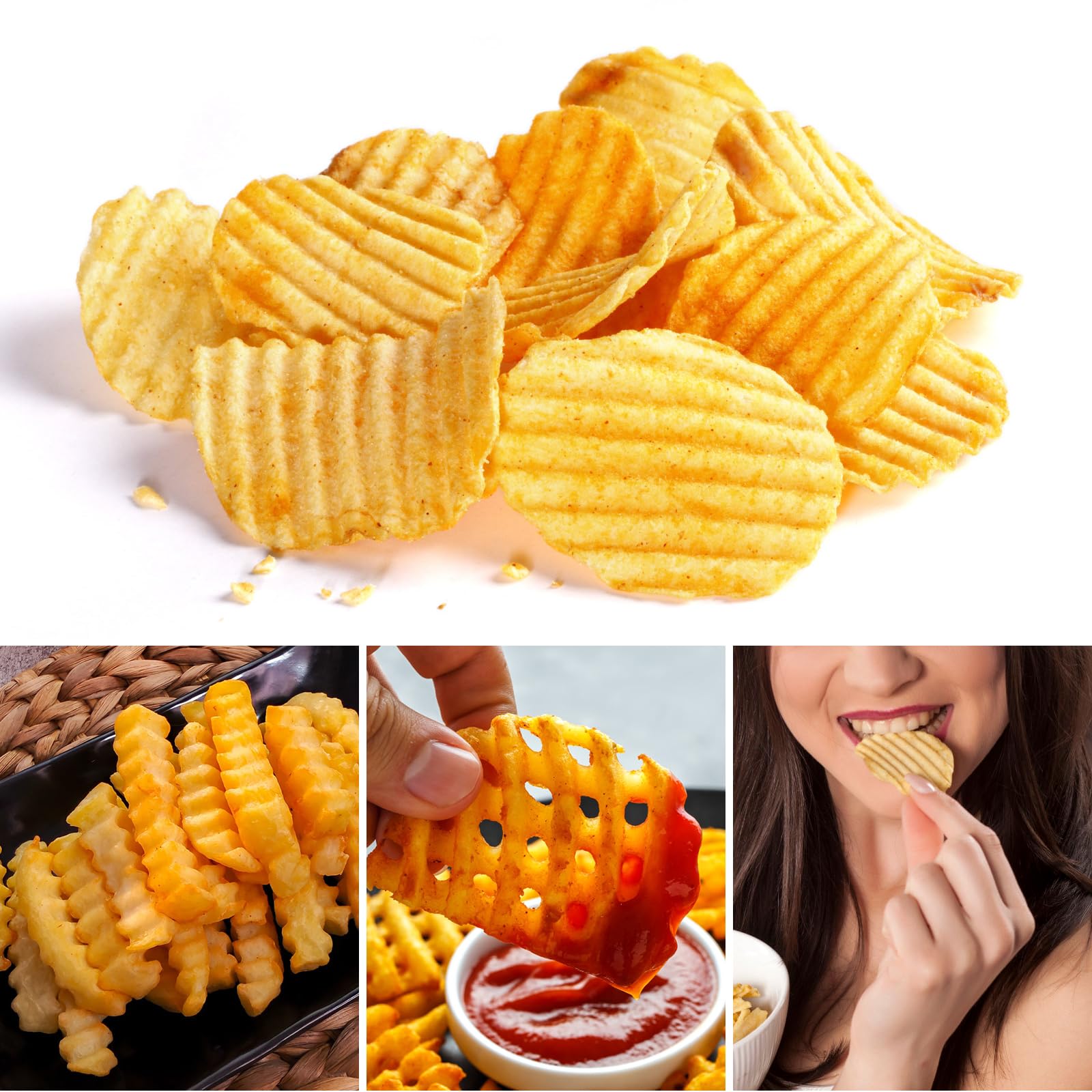 Redamancy Couteau Ondulé à Frites, Coupe Patate, Coupe-Frites Inoxydable, Trancheur à Vague Enfants pour Les Frites pour légumes, Fruits, Salade, Couteau Ondulé