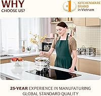 Vista 8 de SUNHOUSE Ollas de vapor de 3 cuartos con tapa, utensilios de cocina multiusos de acero inoxidable de 2 niveles con asas que se mantienen frescas