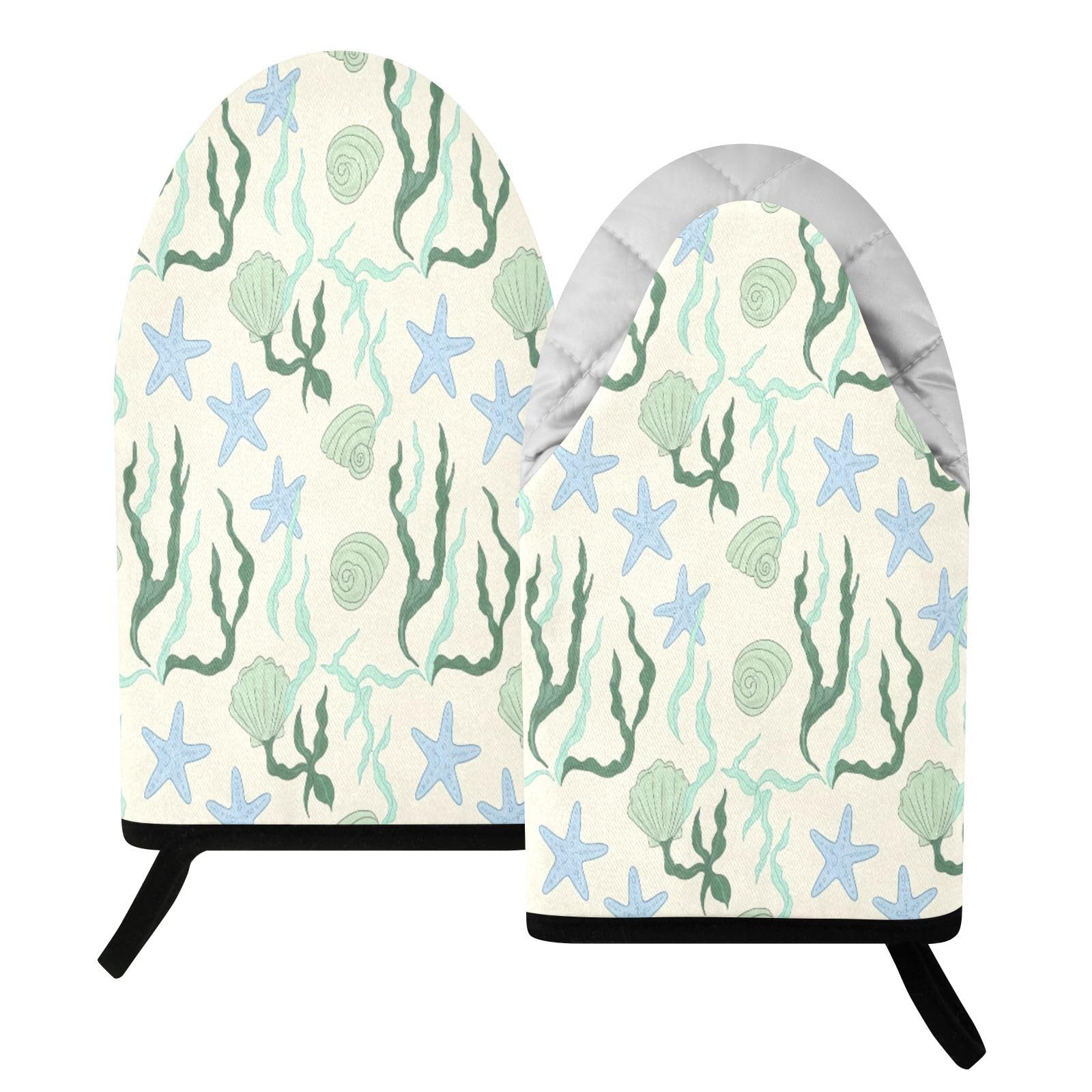 BURSTDDY Starfish and Sea Snail Oven Mitt,Heat Resistant Kitchen Mitts for Cooking