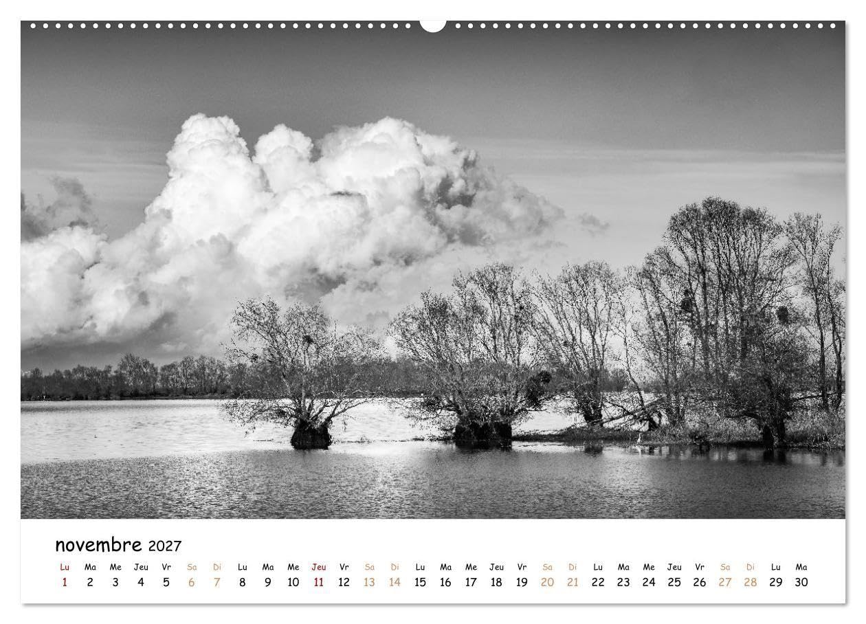 Terres de contraste - Une année en monochrome (Calendrier mural 2027 DIN A2 vertical), CALVENDO calendrier mensuel: Un calendrier artistique et ... et la poésie des paysages en noir et blanc.