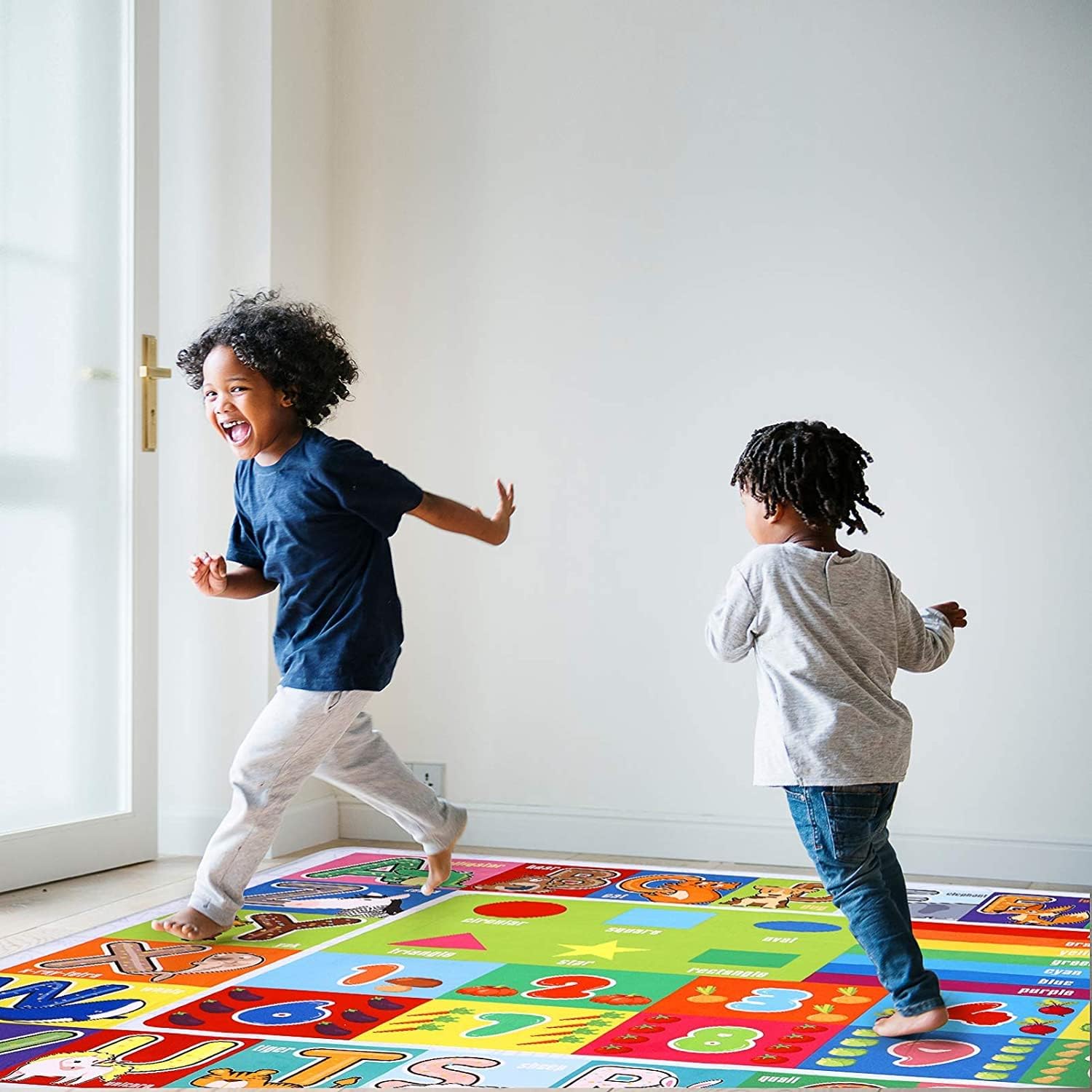 IMIKEYA Kids Educational Rug Playtime Collection ABC, Numbers and Shapes Learning Carpet Kids Play Rug Mat Playmat for Playroom Bedroom, 55.1 x 43.3 inch