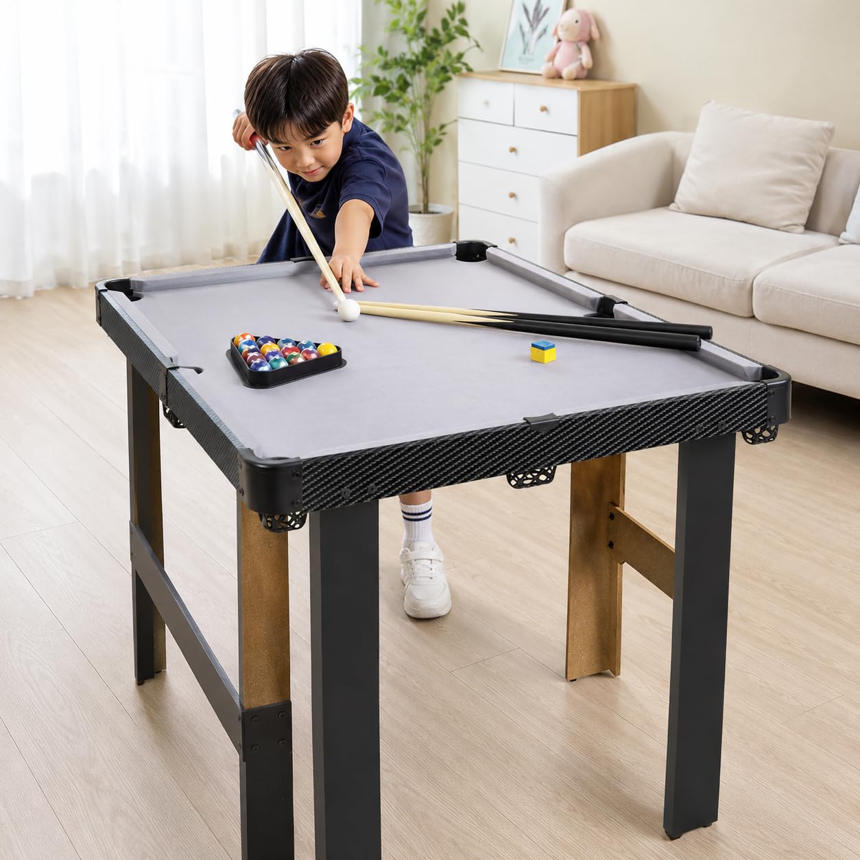 predolo Mini Table Billard Américain Pliable Bois, 83 cm, Enfants & Adultes, Accessoires Complets