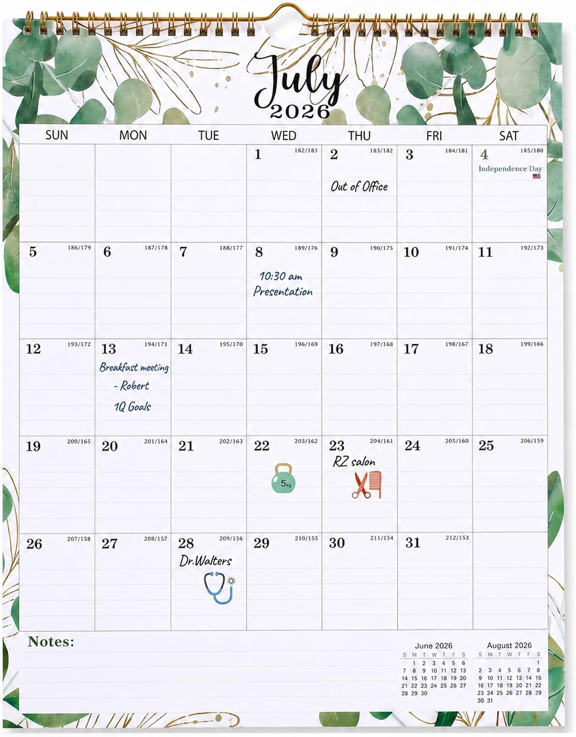 Calendar 2026 2027 UK,Large Wall Calendar Jul.2026-Dec.2027,18 Monthly Family Calendar,Daily Monthly Planner for Easy Organizing,30 x 37cm