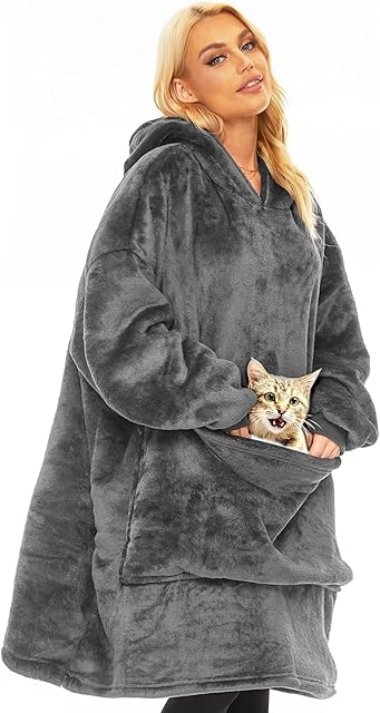 Lushforest Blanket Sweatshirt,Oversized Hoodie Wearable Blanket,Soft Warm Comfortable Giant Front Pocket for Men Women Teens Friends