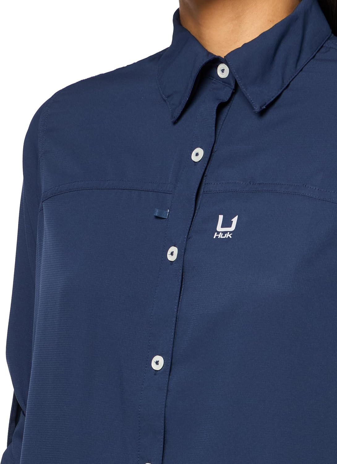 HUK Womens Tide Point Pattern Long Sleeve Shirt, Button Down for Women, Naval Academy, Small - Image 3