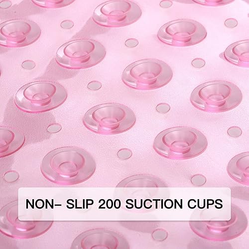 Miniatura 68 de YINENN Tapete de ducha para bañera de 40 x 16 pulgadas, antideslizante y extragrande, tapete para bañera con ventosas, lavable a máquina, con Azul