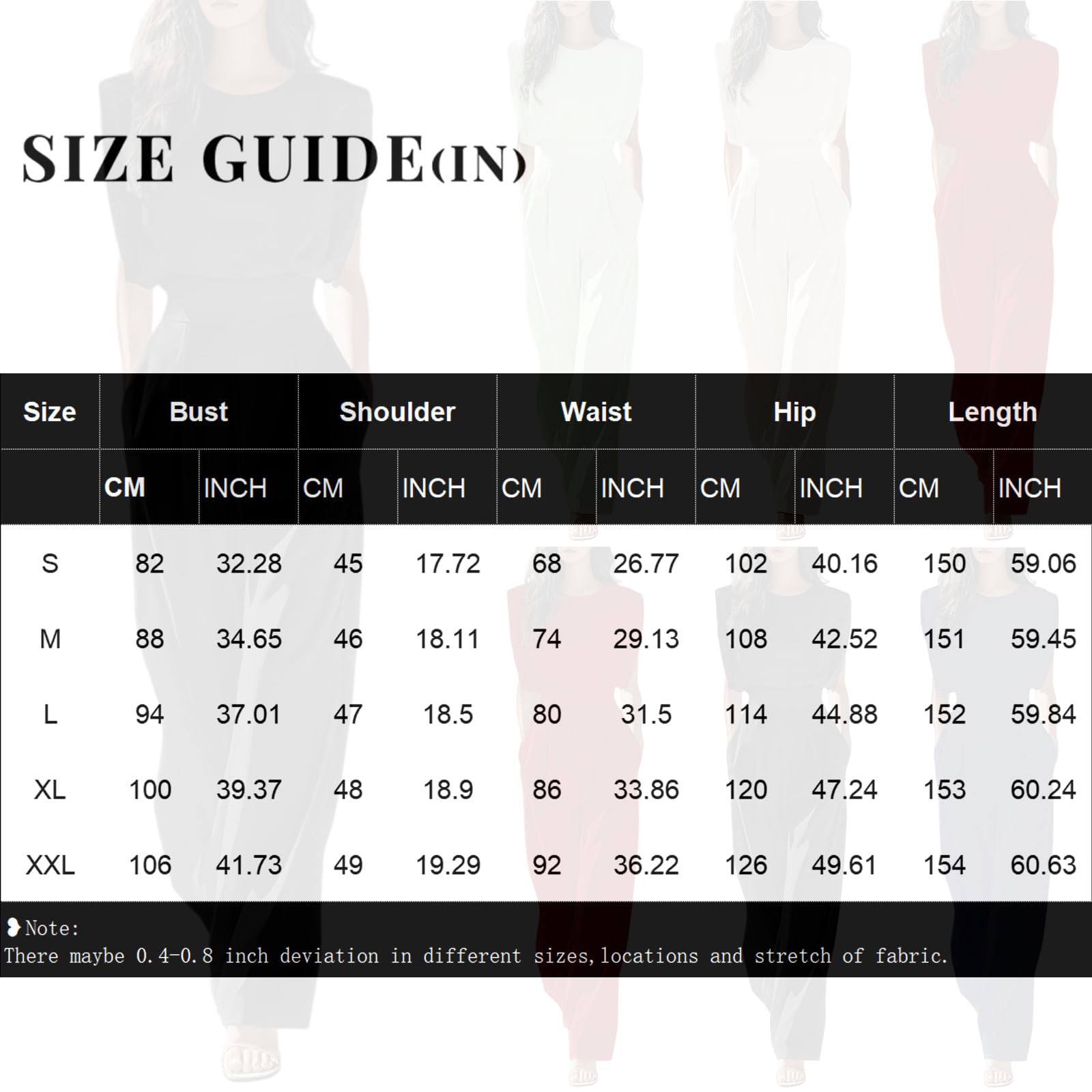 FUPODD Jumpsuit Damen Elegant Business Overall Damen Festlich Hochzeit Ärmellos Jumpsuits Sommer Lang Tailliert Hosenanzug Hochzeitsgast Einteiler Weites Bein Romper Mit Tasche Playsuit Arbeit Büro