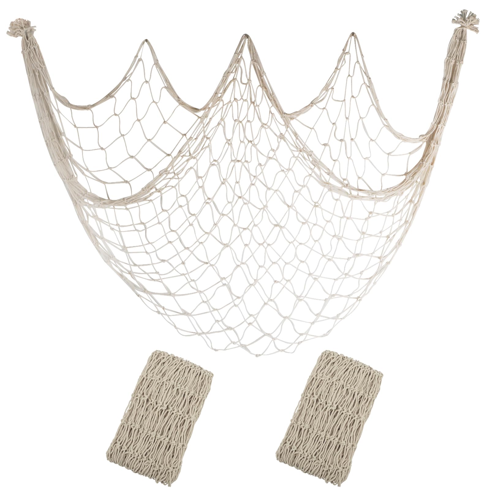10x5 Feet Decorative Fishing Net for Party, 2 Pack Beige Fish Nets Decor