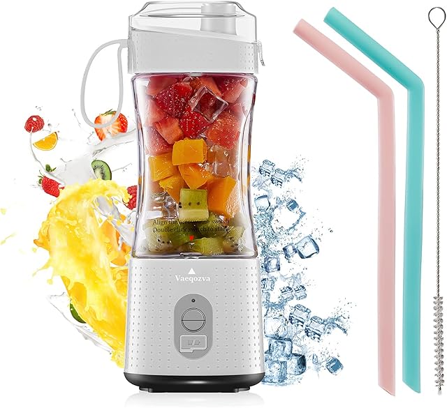 Vaeqozva Portable Blender USB Rechargeable Personal Mixer Fruit Mini Blender for Smoothie, Fruit Juice, Protein Shake, Milk Shakes