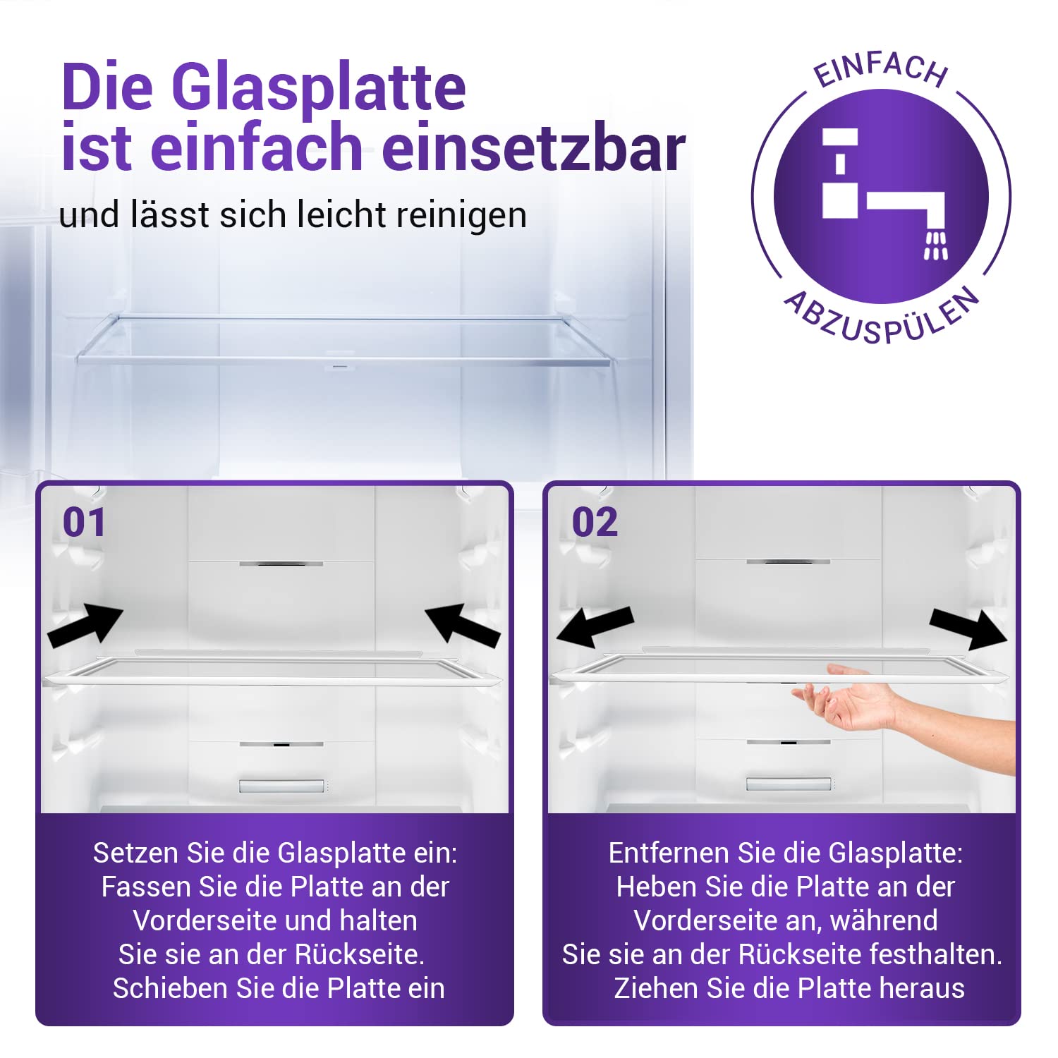Viоks.pro Kühlschrank Glasplatte 465 x 300 mm oben für Kühlteil Ersatz für Gorenje Kühlschrank Einlegeboden Glas 163336 179066 692368 Küppersbusch 432159 & Gorenje Kühlschrank Ersatzteile