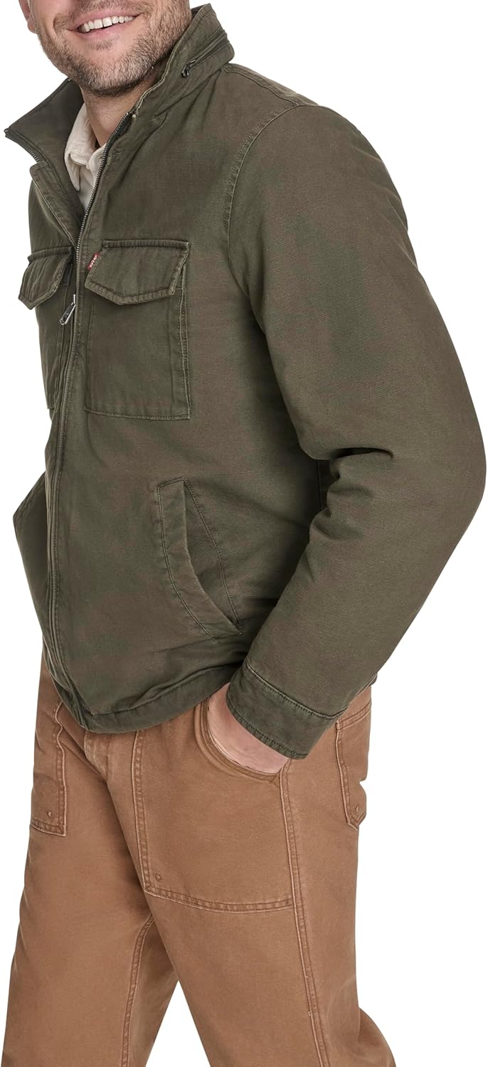 Levi's mens Stand Collar Cotton Military Jacket With Hidden Hood - Image 3