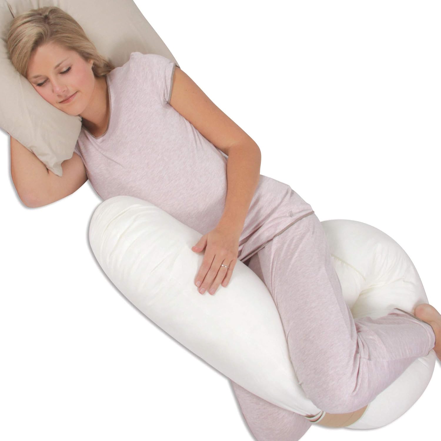 Leachco Preggle Pregnancy Maternity Comfort Air Flow Body Pillow, Ivory Khaki