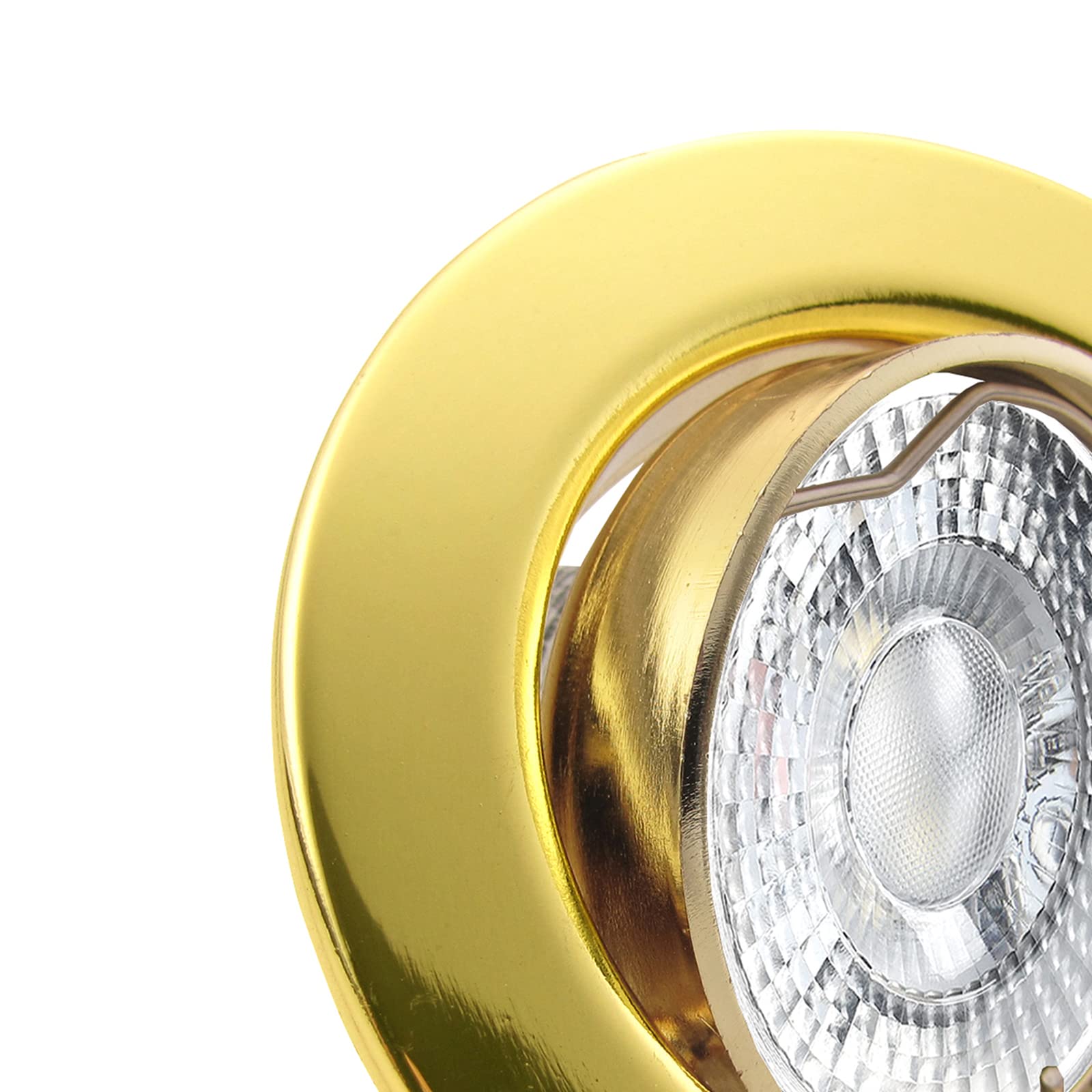 trendlights24 Decora LED Einbaustrahler 230V 5er Set 7W dimmbar GU10 Spot | Deckenspots, Gold, rund, 500 lm, Warmweiß, 3000k, LED Spots, austauschbar, Decken Einbauleuchte, schwenkbar