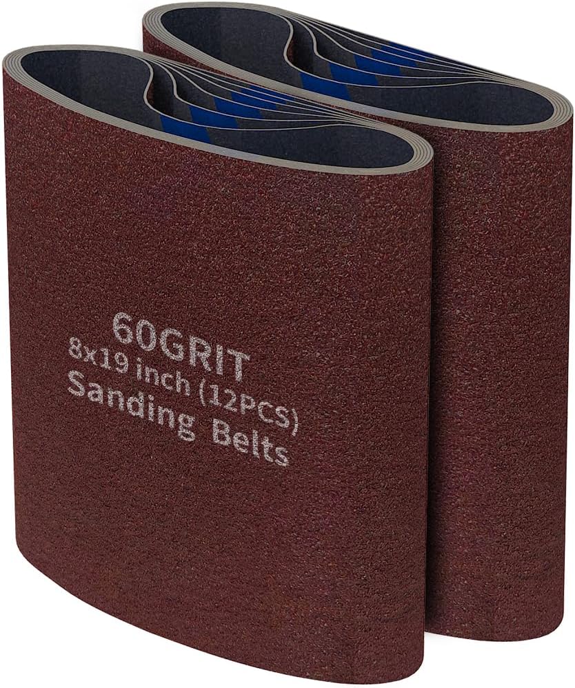 12 Packs 8 x 19 inch Cloth Floor Sanding Belts Ideal for Sanding Commercial and Residential Flooring - 2 Each of 40/60/80/100/120/150 Grits