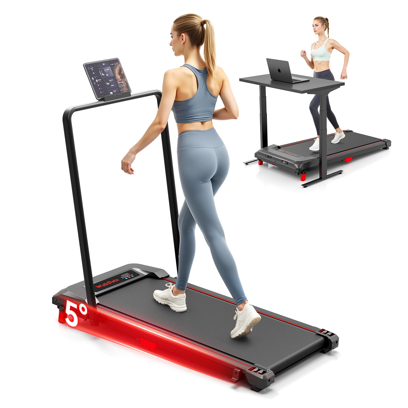 Photo 1 of ***PARTS ONLY***NON FUNCTIONAL***WalkDate Walking Pad Treadmill with Incline and Handle Bar, Walking Pad with Remote Control and Incline for Home Office, Led Display
