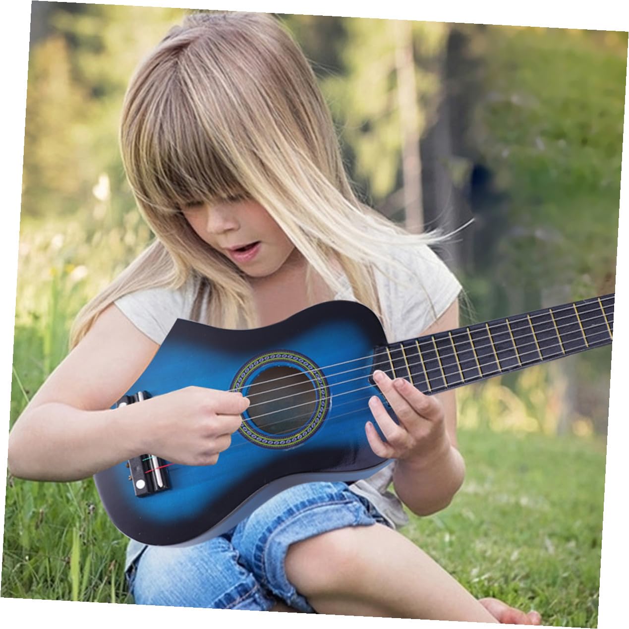 Chitarra Giocattolo Blu in Legno 23 Pollici per Bambini | Strumento Musicale Educativo, Design Creativo e Superficie Liscia, Back To School Party