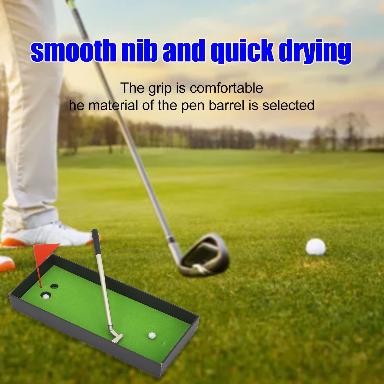 Golf Pen Gift Set, Including Mini Golf Ballpoint Pen Flag Storage Box Souvenir for Golfer Fans Enthusiasts