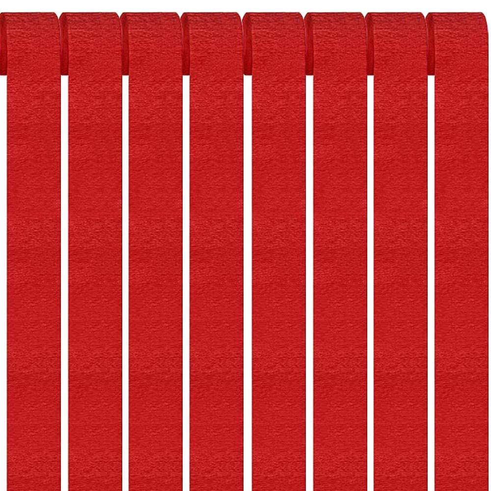 ZOOYOO81 Feet Red Party Streamers, 6 Rolls Red Crepe Paper Streamers Decorations