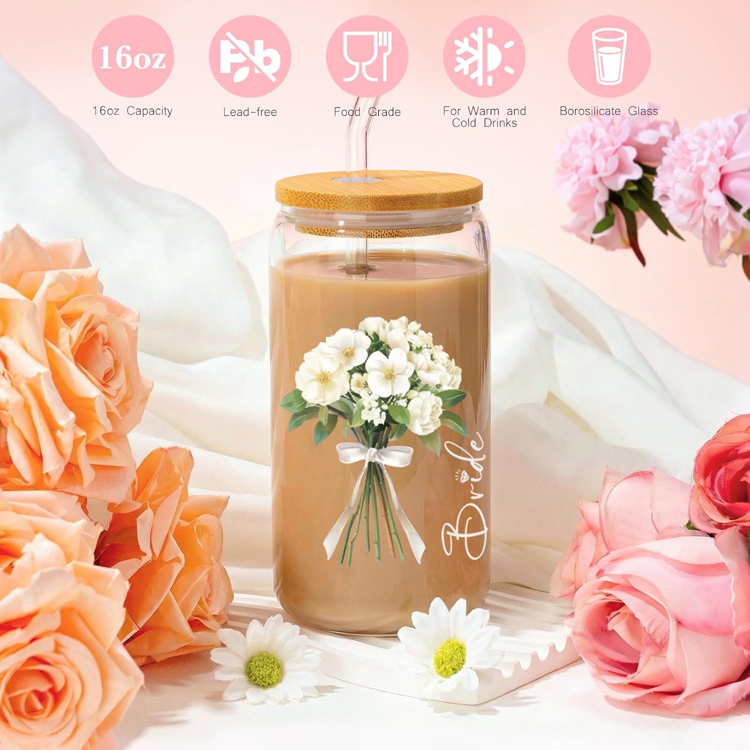 Bridal Shower Gifts, Bride To Be Gifts Box, Bachelorette Engagement Wedding Party Gift, Future Mrs Newly Engaged Ideas for Bride to Be, Bachelor Party Fiance Gift for Women, Bridal Tote Bag Glass Cup - Image 4