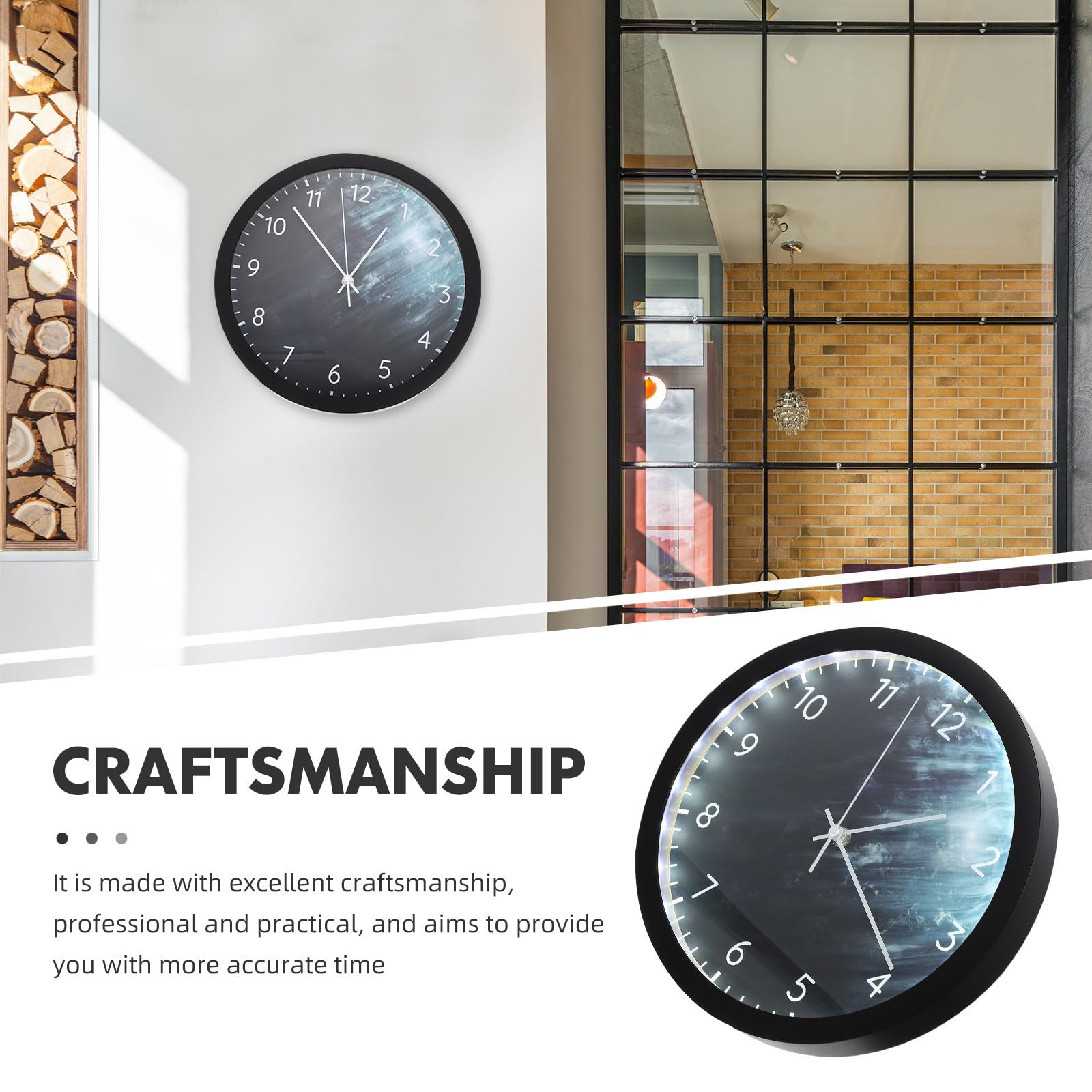 HOMSFOU Reloj de Pared Decorativo con Voz, Nocturno, Vidrio y Plástico