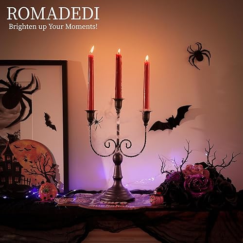 Miniatura 2 de Romadedi Candelabros Portavelas Negros 3 Brazos Candelabros Portavelas de Halloween 11.8 Decoración gótica del hogar para mesa de fiesta, centro de