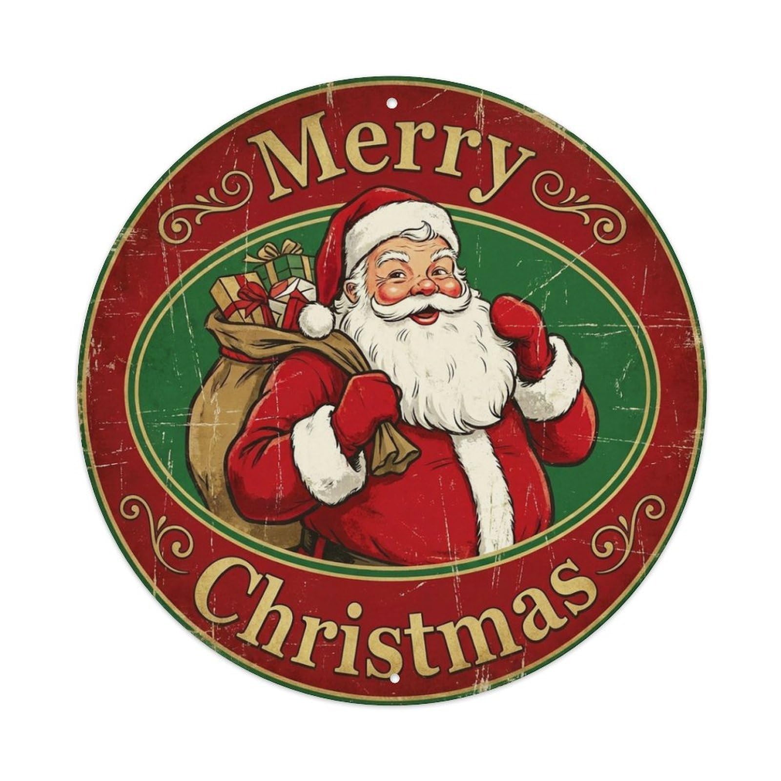 Merry Christmas Santa Portrait Jolly Metal Tin Sign