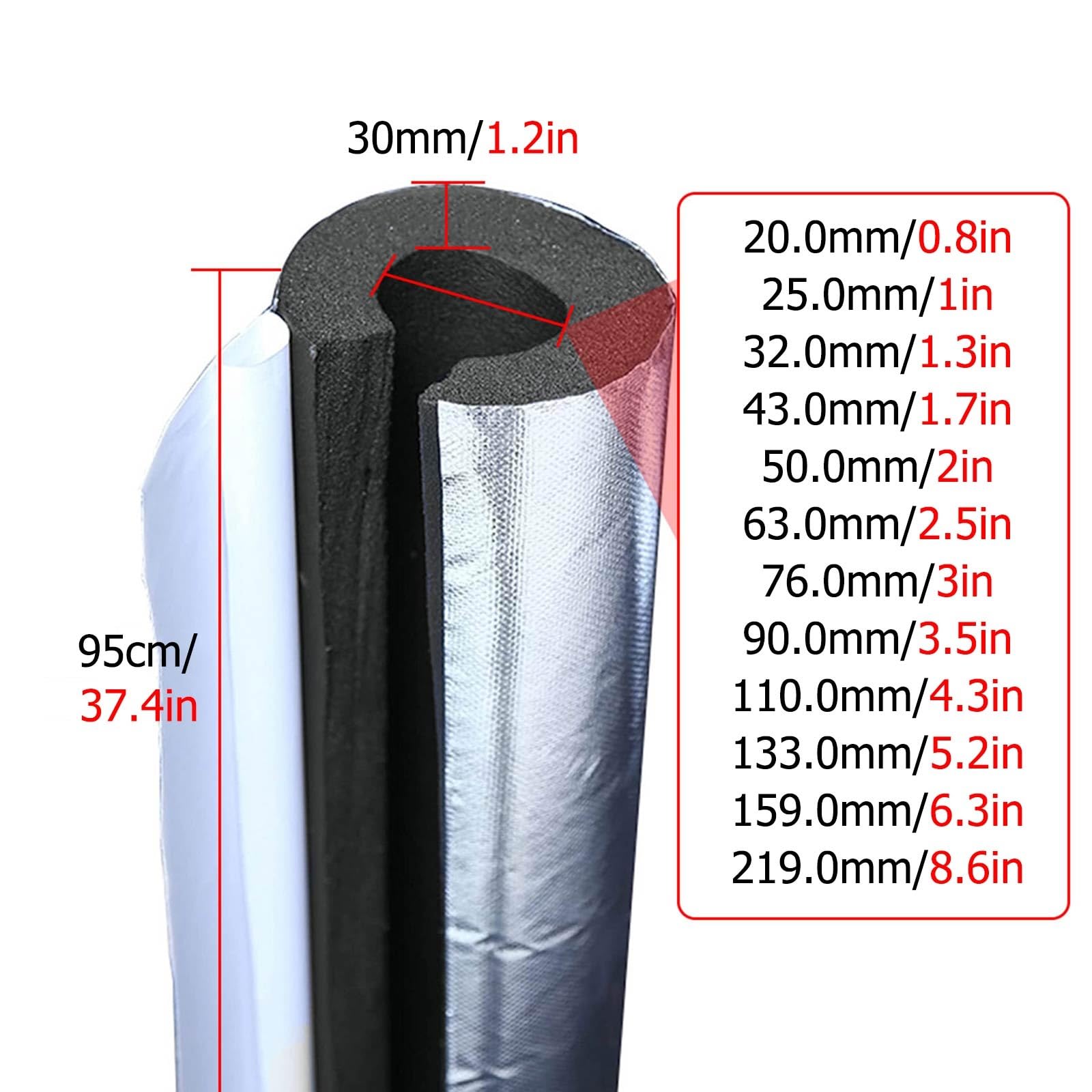 Calore Preservazione Schiuma Tubatura da 95cm Isolante per Tubature Antigelo per Impianti Idraulici Involucro Isolante, Autosigillante Tubo in Schiuma(219.0mm/8.6in)