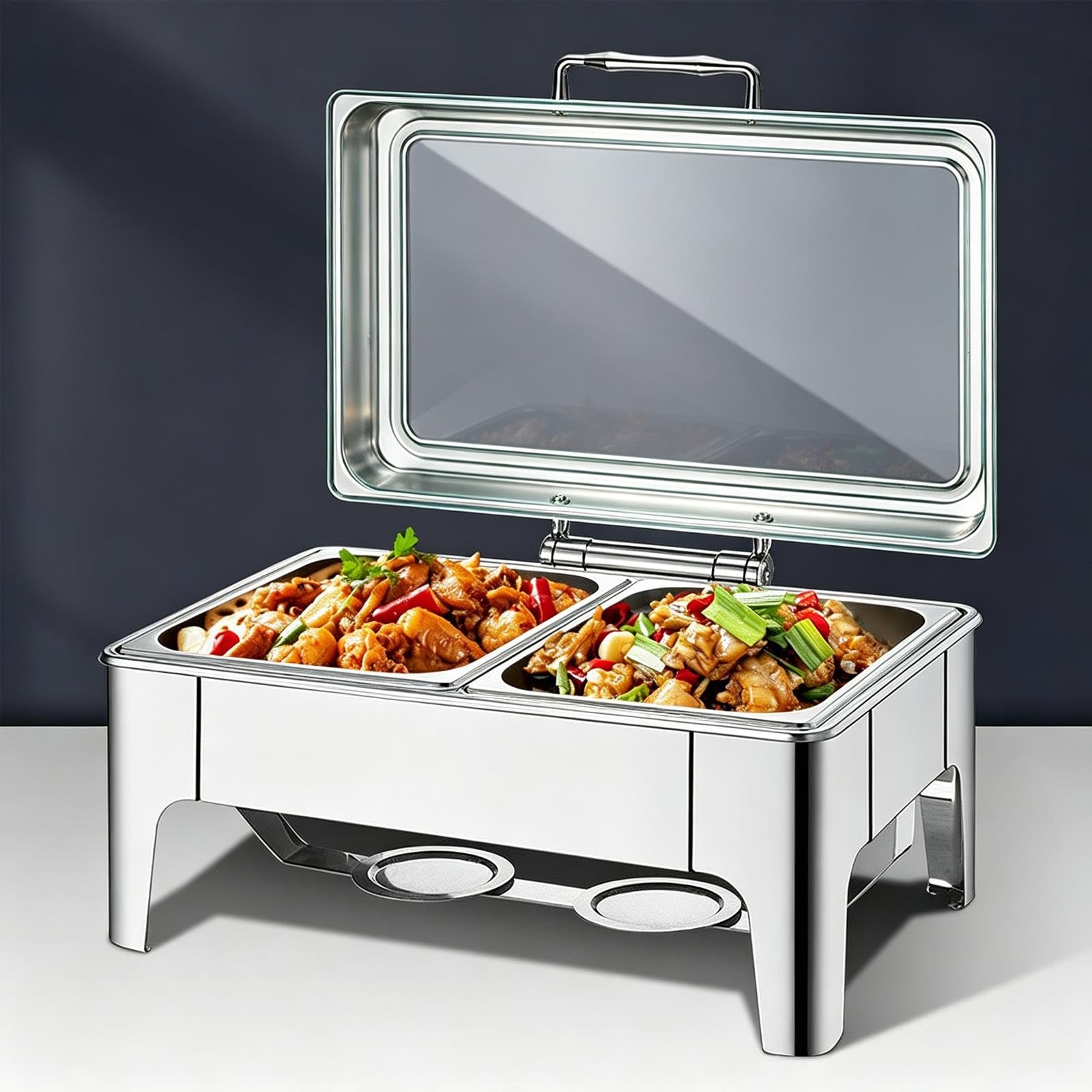 Scaldavivande per Buffet in Acciaio Inox con Coperchio Visibile Buffet