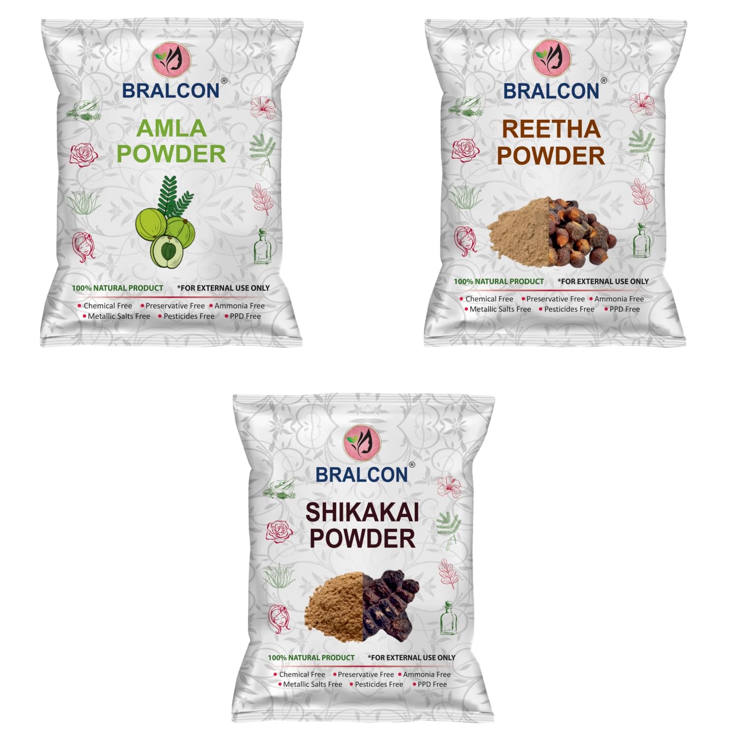 BRALCON Natural Hair Care Powder Set - 380 g , Chemical-Free, For External Use-image-45