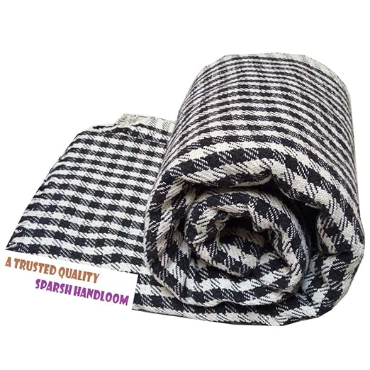 Buy Sparsh Handloom Cotton 150 TC Blanket (Standard_Black And White