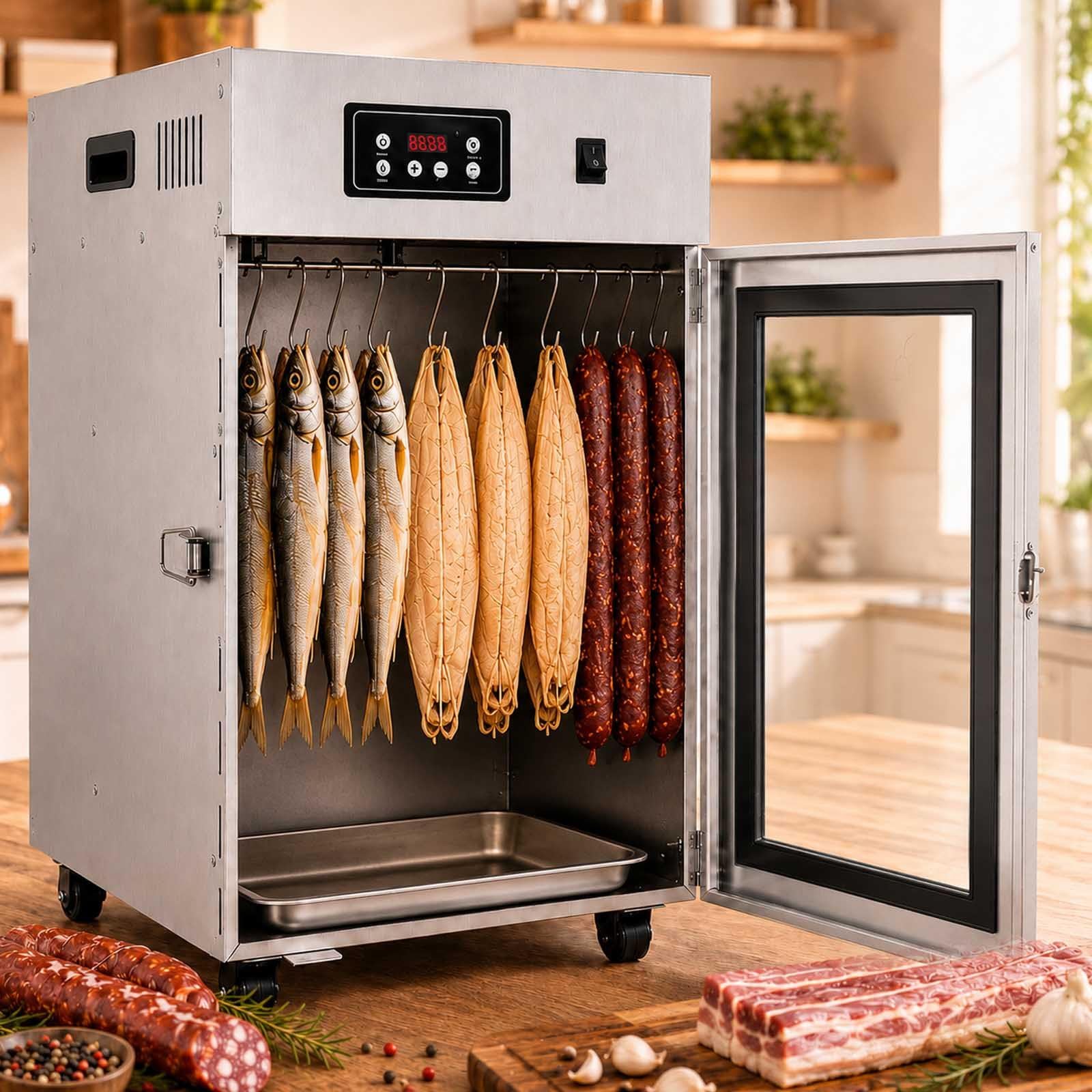 Aallwwsso Multicolor Commercial Meat Dehydrator With 14 Hooks, Led Control Withoutgrid