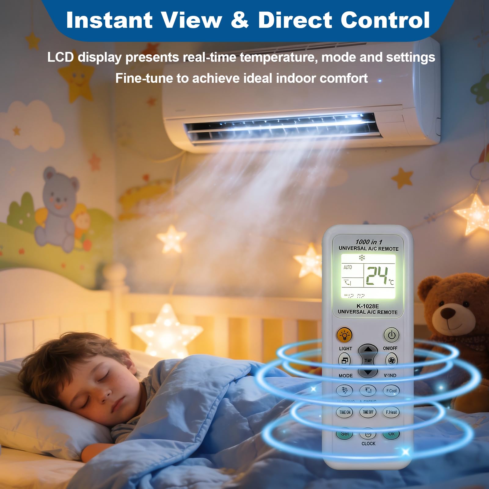 Mando Aire Acondicionado Universal K-1028E, Control Remoto LCD Digital 1000 en 1, Compatible con LG, Samsung, Daikin, Gree, Midea, Toshiba, Haier y Más de 1000 Marcas — view 4