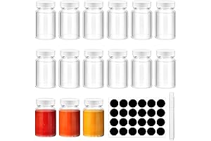Glass Juice Shot Bottles, 15PCS 2oz, Reusable Wide Mouth for Juicing with Freezer-Safe Caps