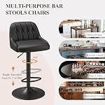 MALOL Bar Stools Set of 2, Swivel Bar Chairs, Modern Adjustable PU Leather Upholstered Barstools Counter Height with Tufted Back for Bar, Kitchen Counter Island, Dining Room, Black